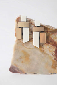 Piet Earrings | White + Gold