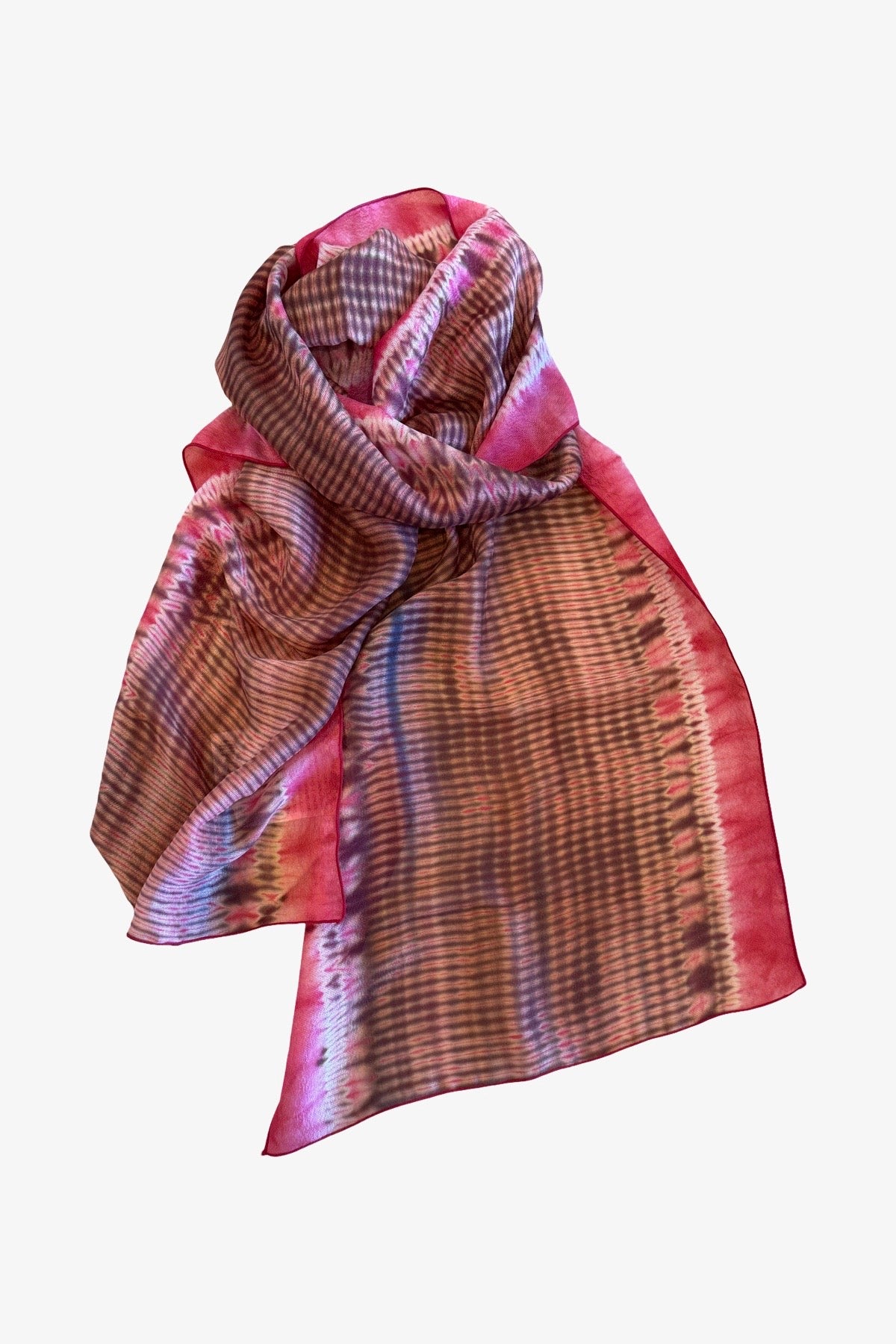 Shibori Dyed Silk Scarf  | Rose + Plum