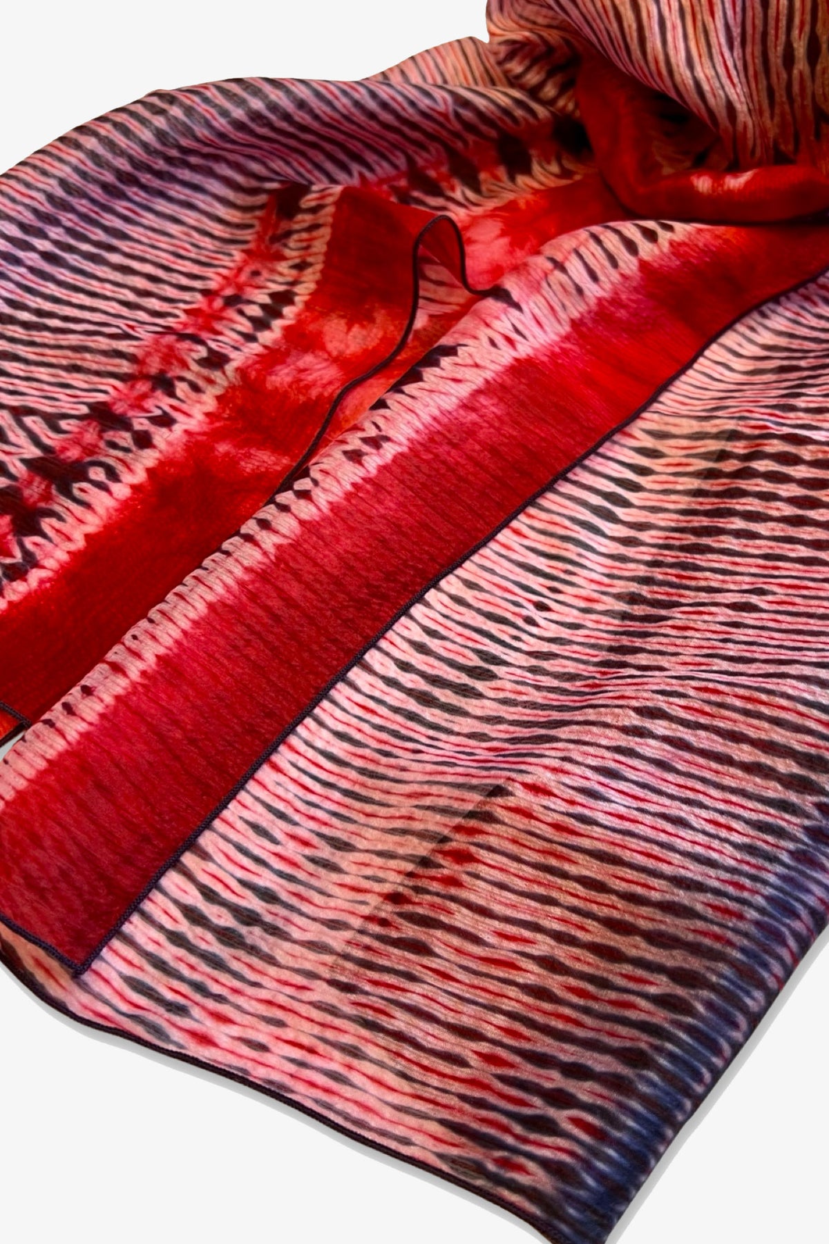 Shibori Dyed Silk Scarf | Raspberry Punch