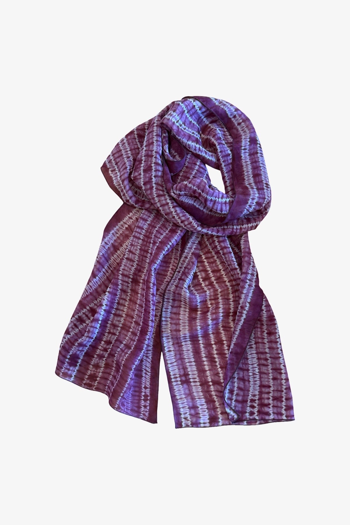 Shibori Dyed Silk Scarf  | Plum Purple