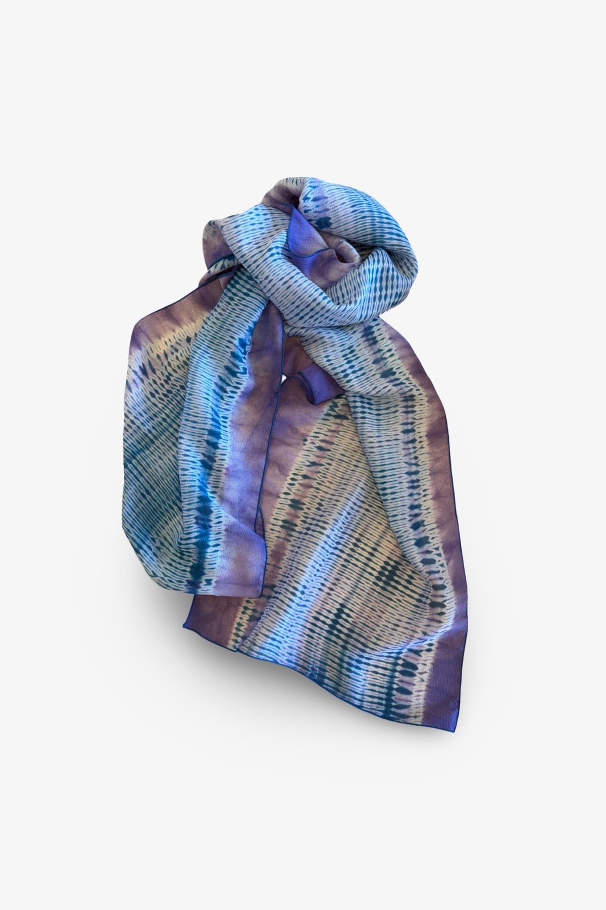 Shibori Dyed Silk Scarf  | Purple + Blue