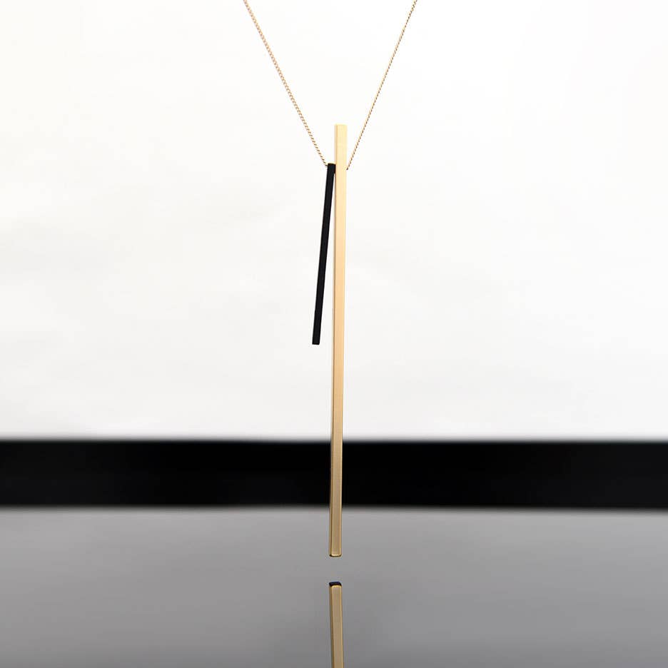 Forte Long Necklace | Gold Black
