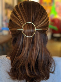 Abstract Oval Brass Hair Slide | Medium