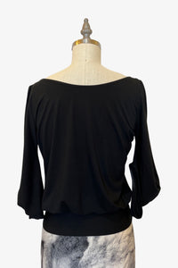 C-Sleeve Banded Top | Black Bamboo