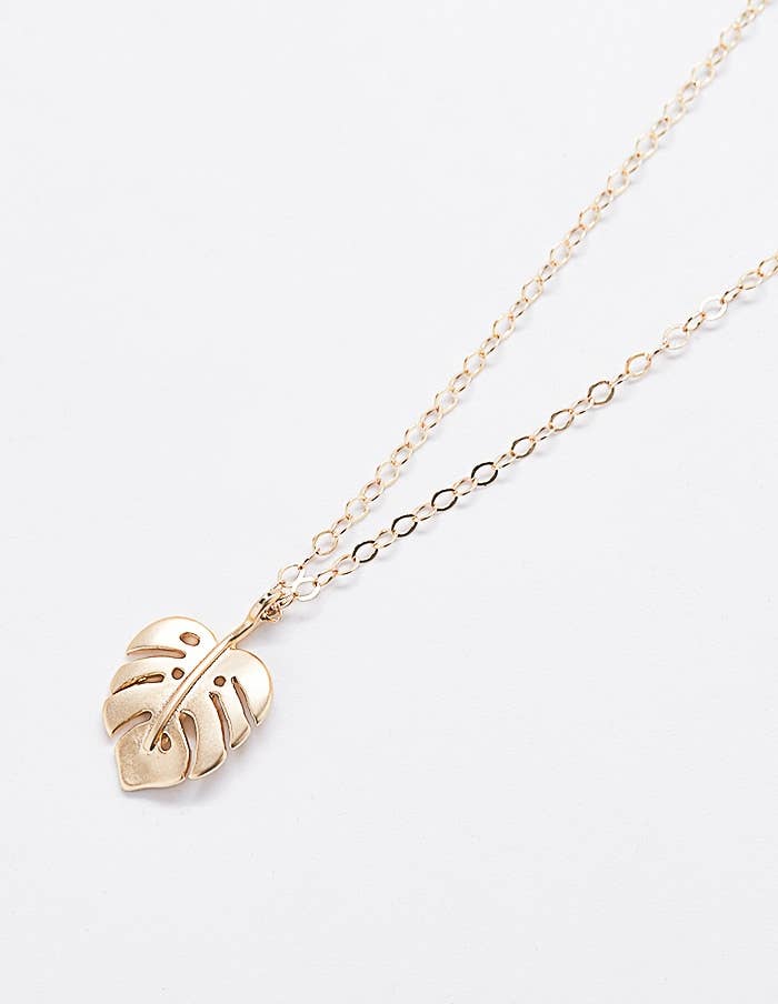 Gold Monstera Leaf Necklace