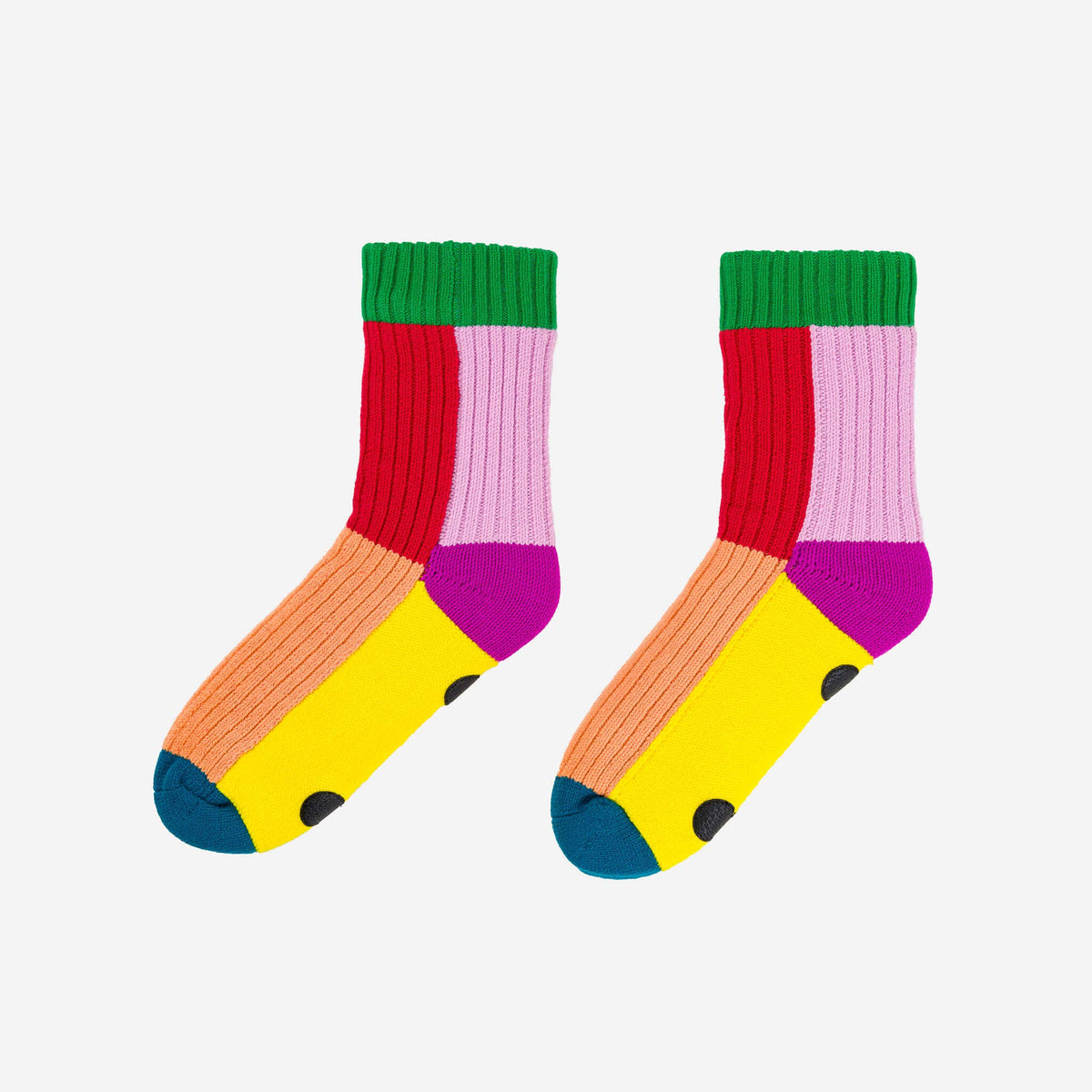 Kaleidoscope Knit House Socks | Peach Red