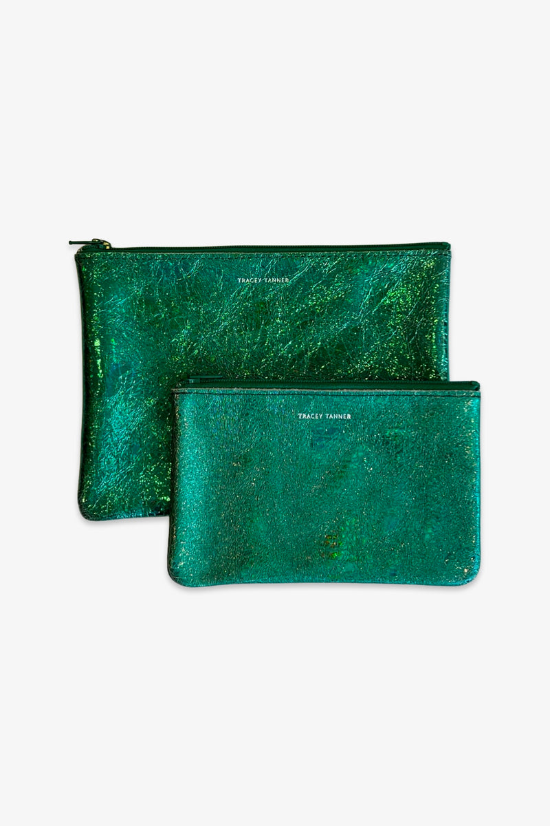Small Zip Pouch | Hologram Jade