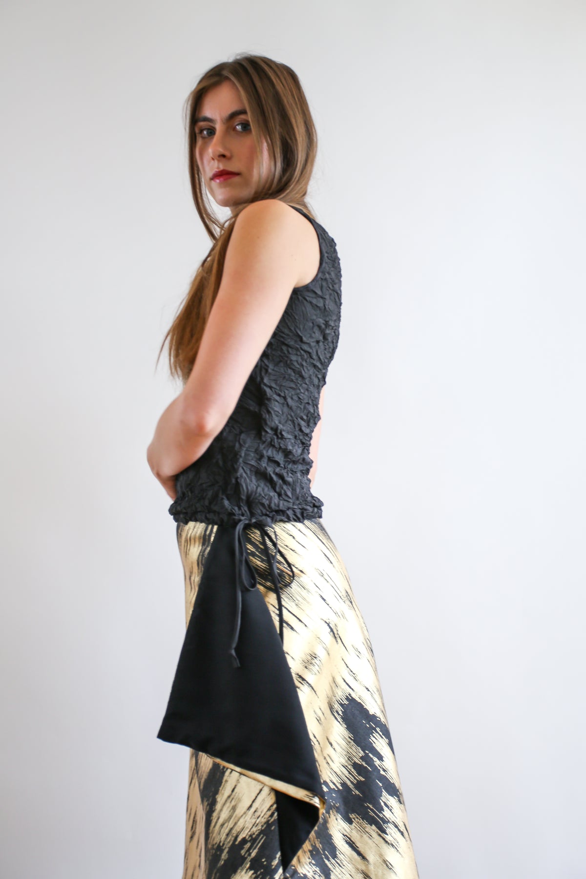 SALE Luxe Square Skirt | Black & Gold Zig Zag