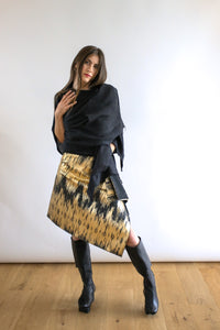 SALE Luxe Square Skirt | Black & Gold Zig Zag