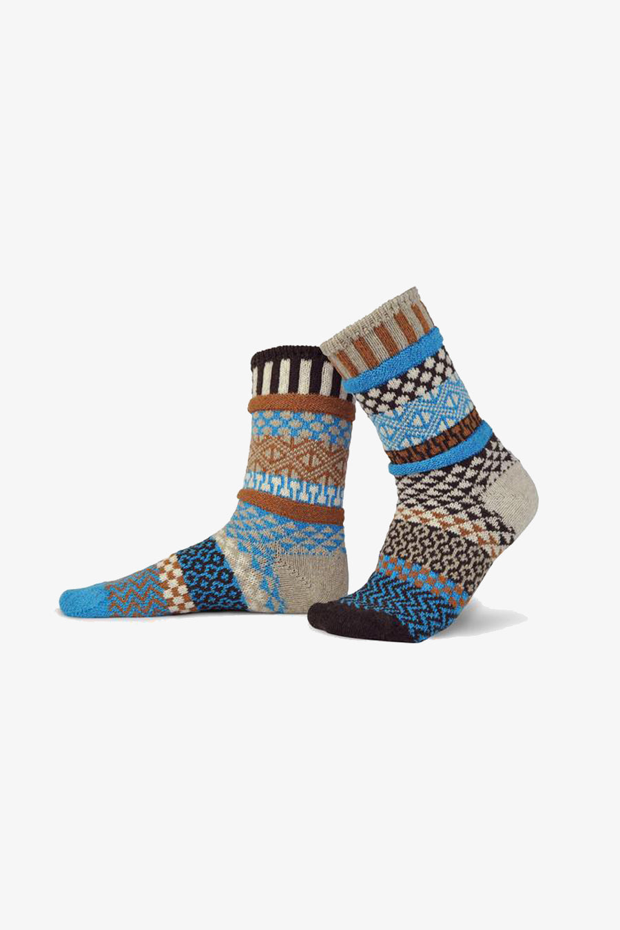 Mismatched Wool Crew Socks | Walnut