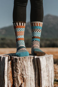 Mismatched Wool Crew Socks | Walnut