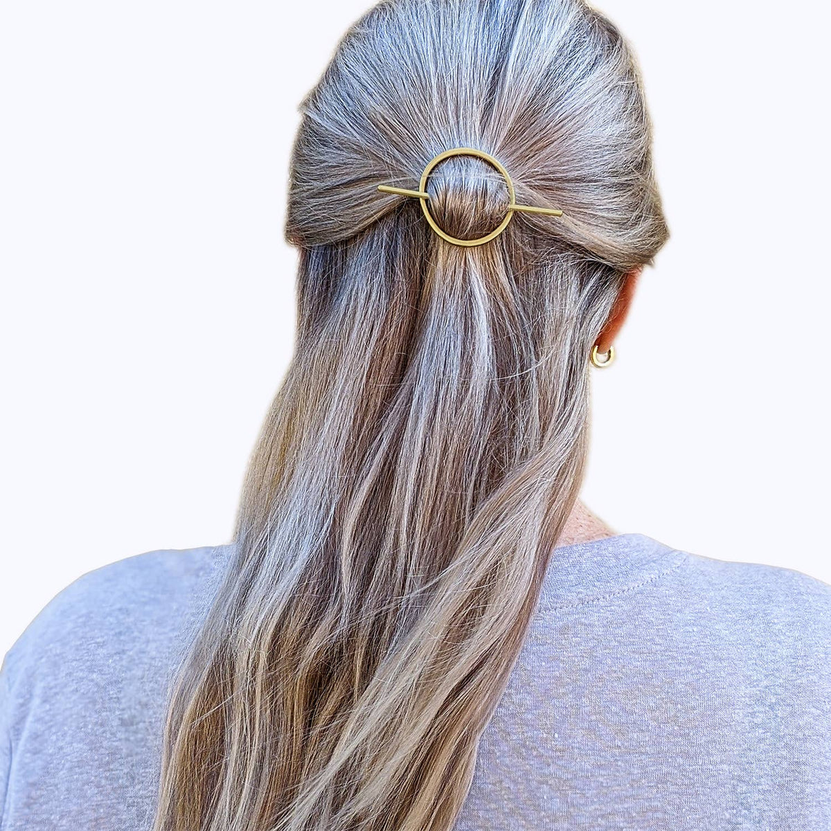 Abstract Oval Brass Hair Slide | Small
