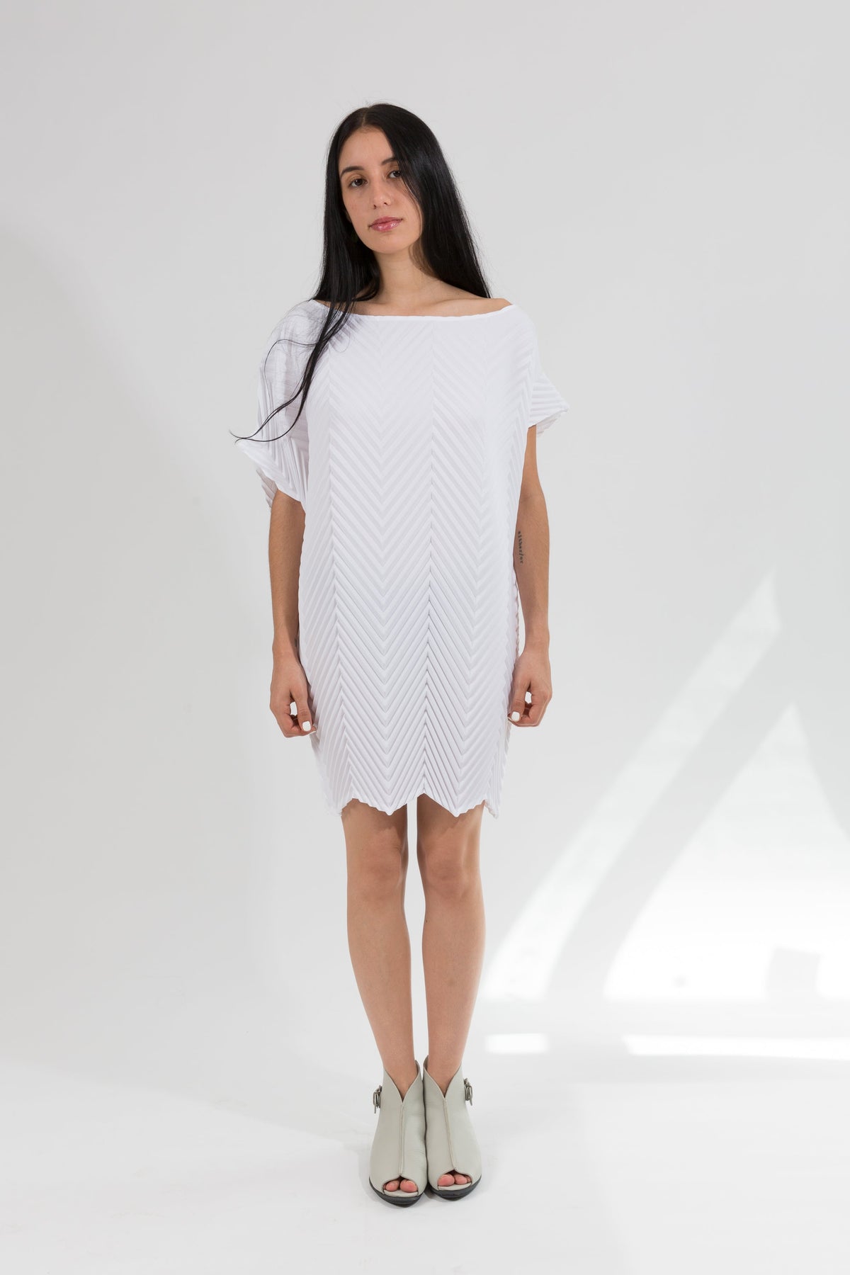 Chevron Andy Tunic Dress | White