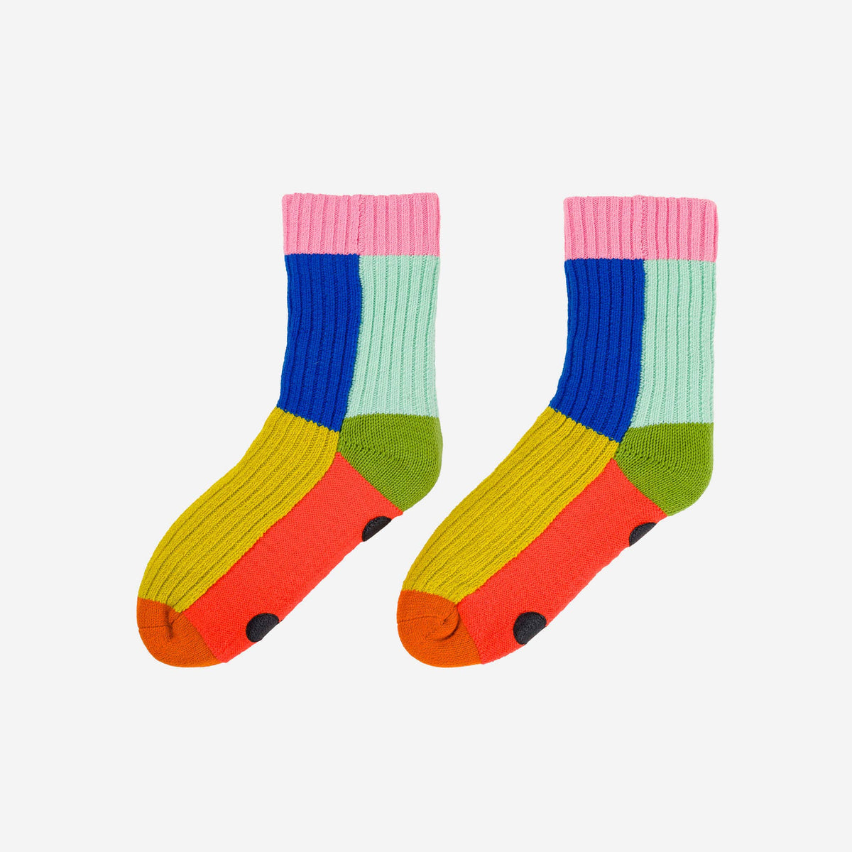 Kaleidoscope Knit House Socks | Olive Cobalt