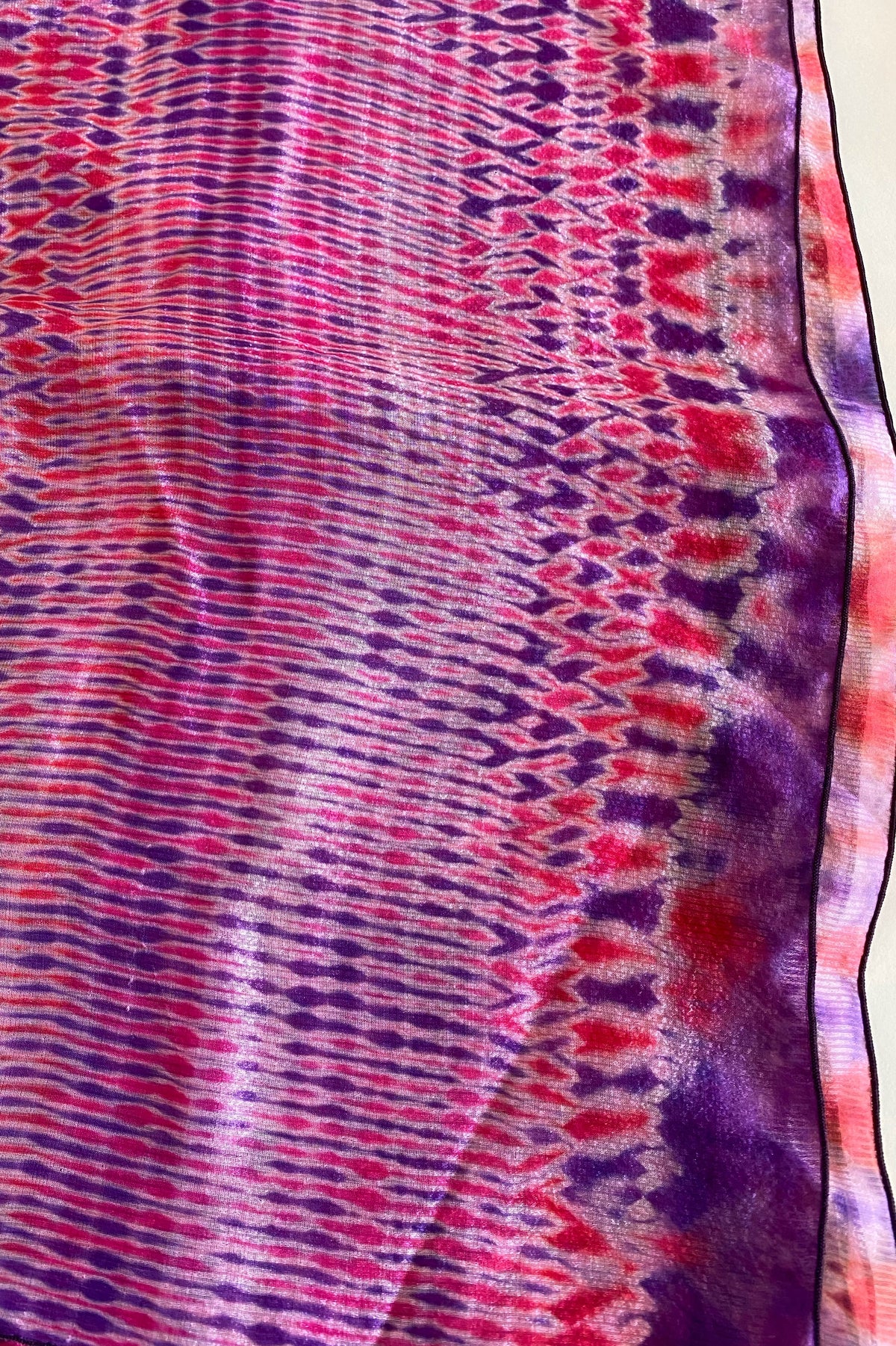 Shibori Dyed Silk Scarf in Purple & Pink
