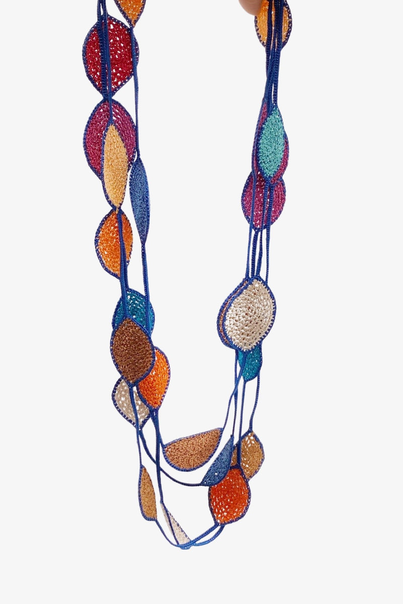 Long Oval Leaf Necklace | Blue/Multi