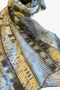 Shibori Dyed Silk Scarf in Aura