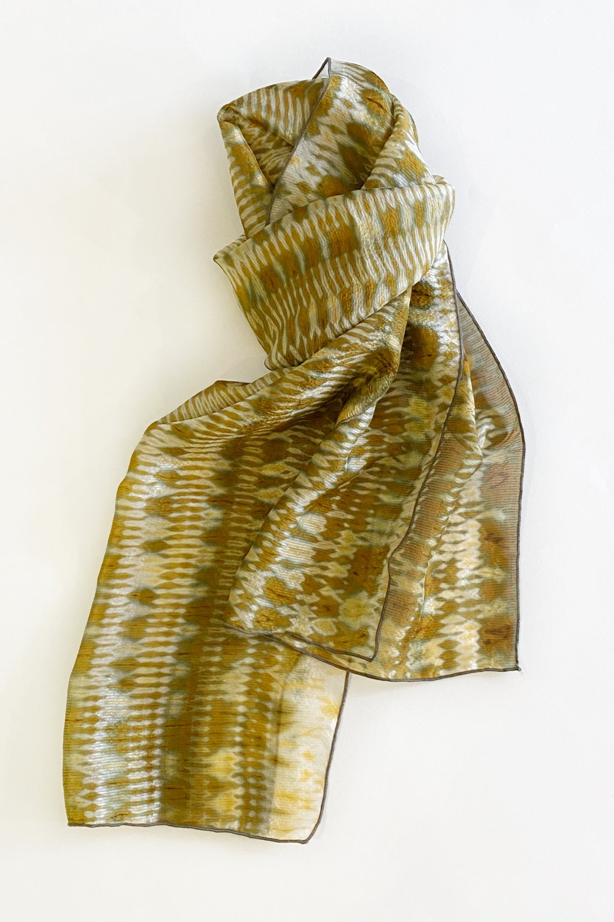 Shibori Dyed Silk Scarf in Mustard & Goldenrod