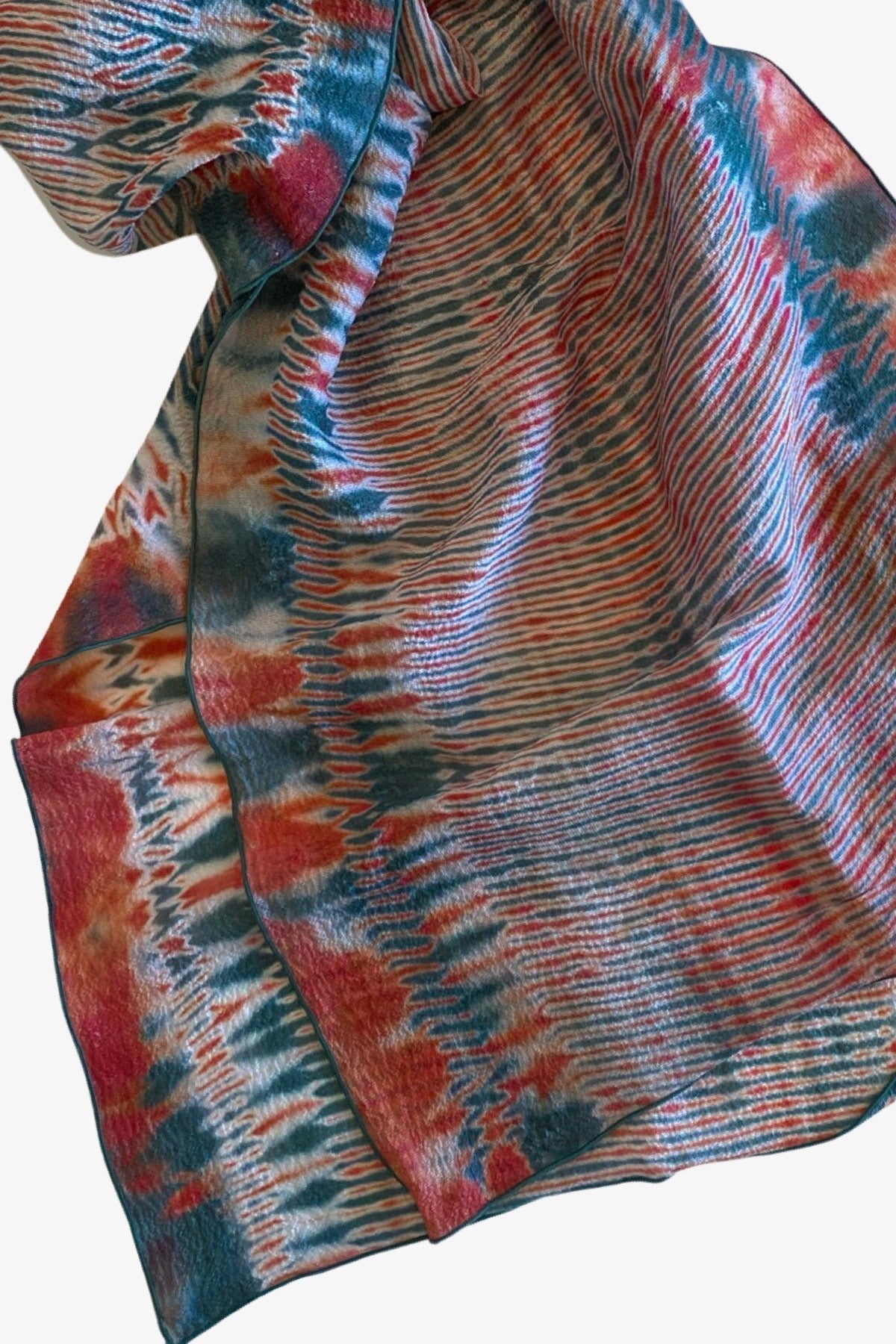 Shibori Dyed Silk Scarf in Cardinal