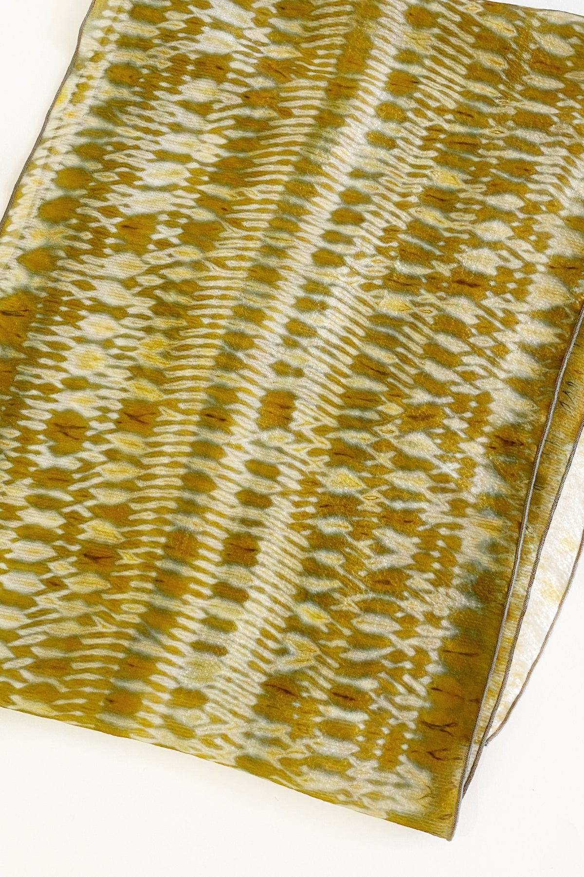 Shibori Dyed Silk Scarf in Mustard & Goldenrod