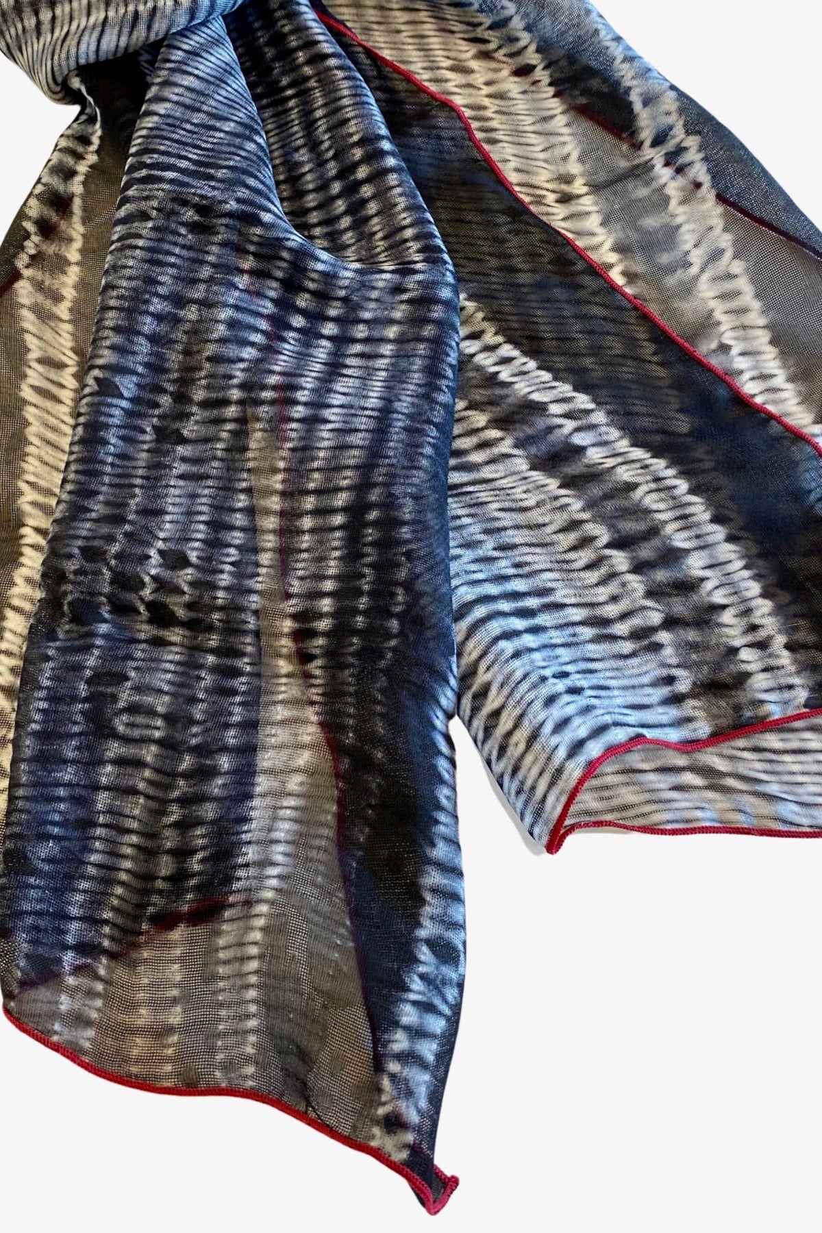 Shibori Dyed Silk Scarf | B/W X-Ray